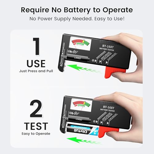 Image of Dlypow Magnetic Battery Tester for AAA AA C D 9V, Buttons, Batteries Checker