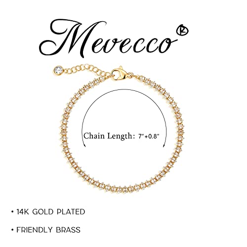 Image of MEVECCO Bracelet for Women 14K Gold Plated Dainty Chain Simple Jewelry Cute Handmade Minimalist for Her