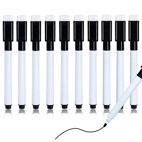 Autoau 10 pcs Whiteboard Markers Magnetic Whiteboard Pens Fine Tip White Board Pens White Board Markers Erasable Low Odor Dry Wipe Pens for Whiteboard Home School Office Uses