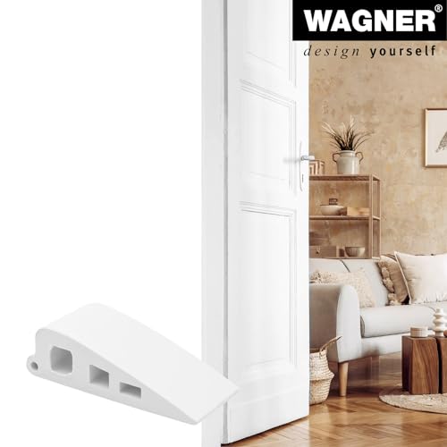 Wagner Door Wedge/Doorstop Soft Stick 2pcs. Set - 59 x 25 x 15 mm, White Door Wedge Made of Solid Rubber, to be Pushed Underneath Doors, Protects Door, Wall and Furniture - 15691502