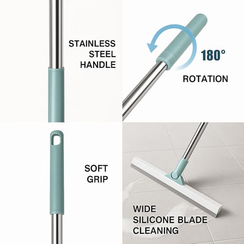 Image of Signamio Magic Broom Sweeper with 180 Rotational Silicone Floor Wiper - Extendable Stainless Steel Handle Upto 110 Cm, Multifunctional Magic Broom for Bathroom Home Cleaning
