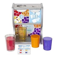 Melissa & Doug Wooden Drink Dispenser Toy – Juice & Ice Cube Dispenser with Cups & Menu – Ages 3+