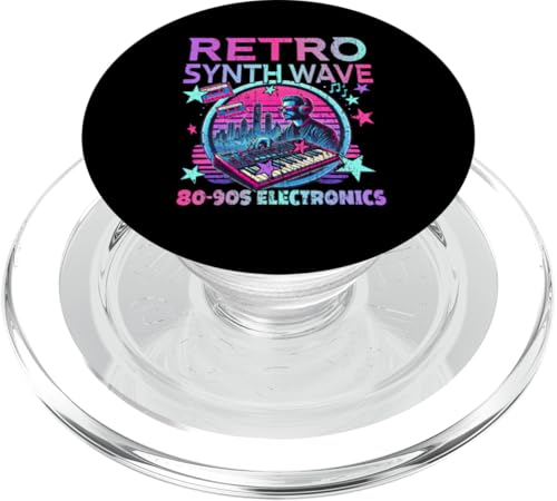 Retro SYNT HWAVE vintage temprano música electrónica amantes fans PopSockets PopGrip para MagSafe