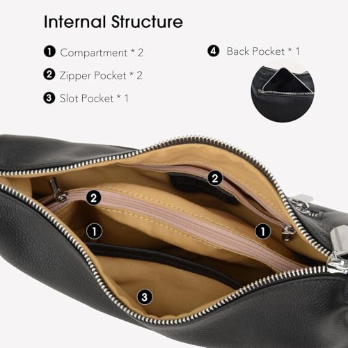 Image of DONNAIN Casual Soft Leather Hobo Bags Women Crossbody, Trendy Crescent Shoulder Bag and Black Mini Purse (Black, Small)