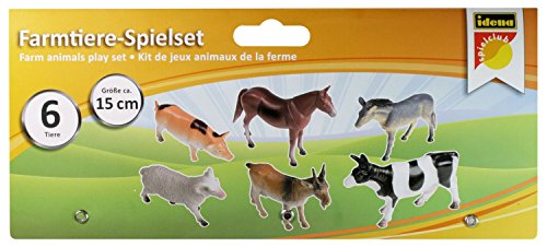 Idena 4329902 - Spielfigurenset mit 6 Farmtieren, aus Kunststoff, jeweils ca. 15 cm groß, Spielspaß für die Badewanne, den Sandkasten, im Kindergarten und Kinderzimmer