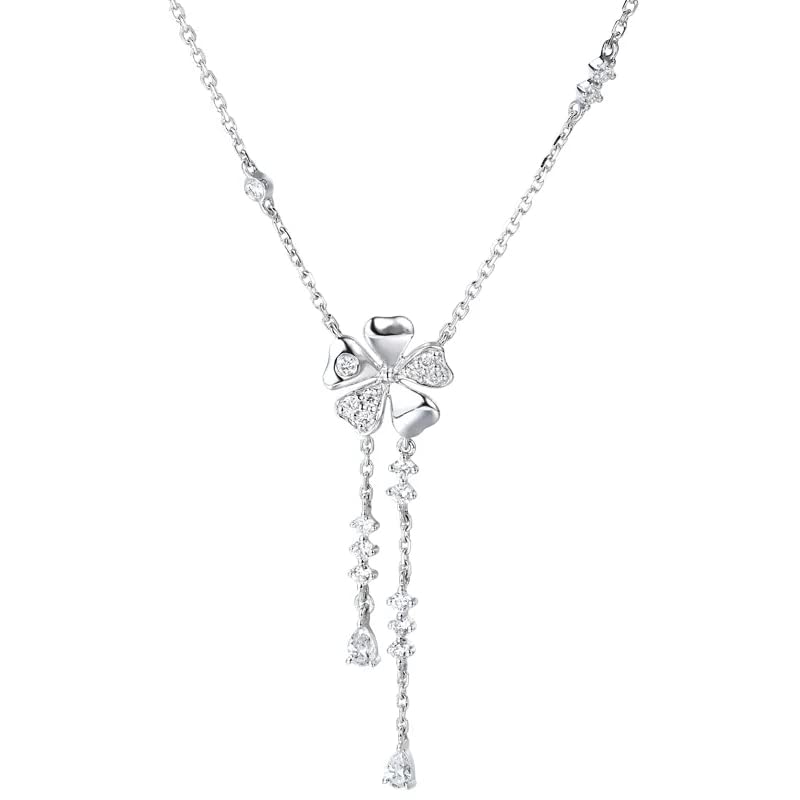 Collier coquillage et fleurs en argent 925 véritable et zircons cubiques éclatants