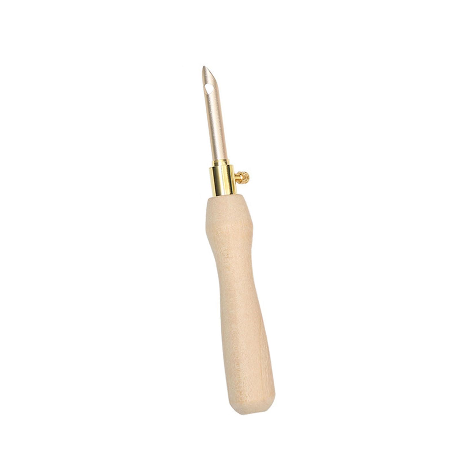 Wood Handle Embroidery Pen with Metal Needle Head Adjustable Punching Needle Tool for Beginner Embroidery Needlework Beginner Stitching Tool