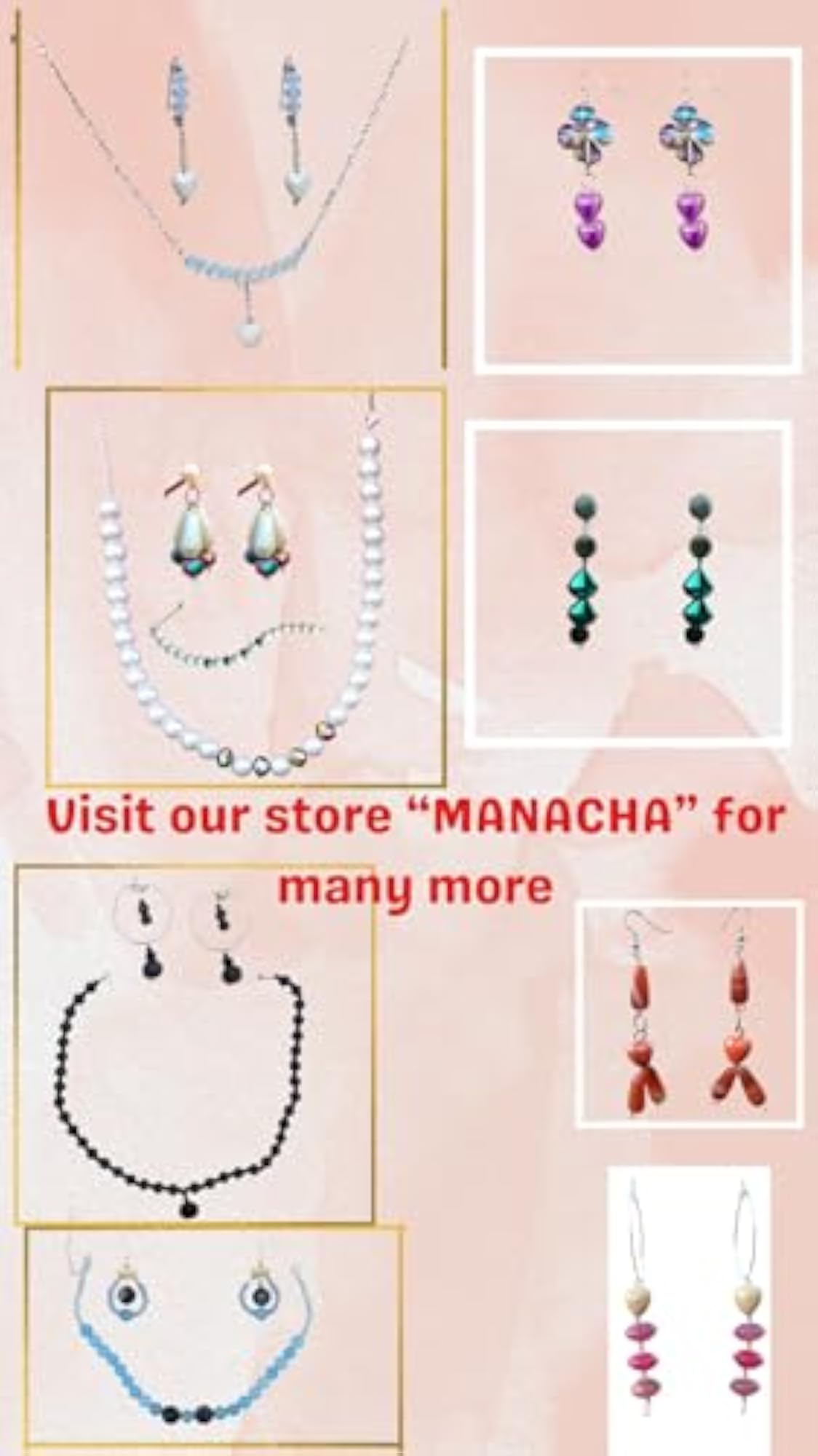 White Radiant Pearl and Crystal Heart Shaped Necklace Set