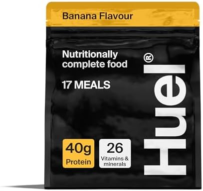 Huel Black Edition High Protein Complete Meal Replacement, 17 Meals, Banana Flavour, 40g of Protein Per Serving, Ready Meals, Vegan Protein Powder, Gluten-Free, Non-GMO