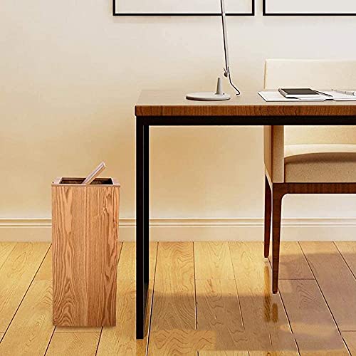 Caneca de basura rectangular de madera con tapa 23.4x23.4x40.6cm miniatura 2