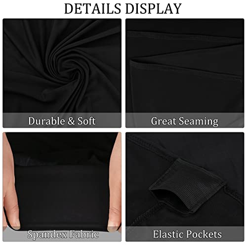 Image of 8 Pack 8FT Spandex Table Covers Washable Wrinkle Resistant Fitted Rectangle Tablecloth for Folding Table Wedding Party Birthday Banquet Bar Events(Black)