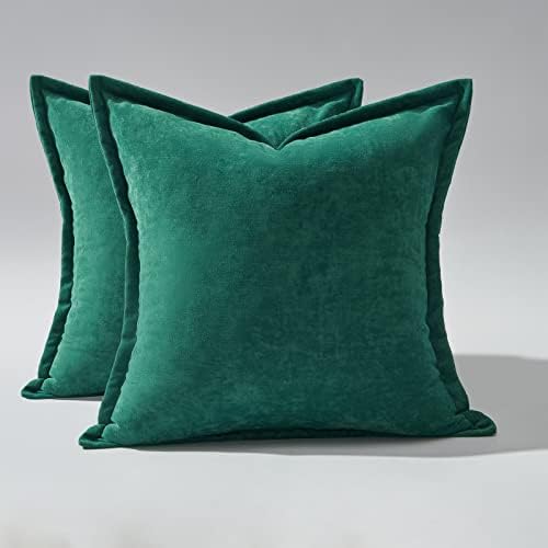 Topfinel Dark Green Cushion Covers 40cm x 40cm Spring Sofa Bed Colorful Soft 16x16 Velvet