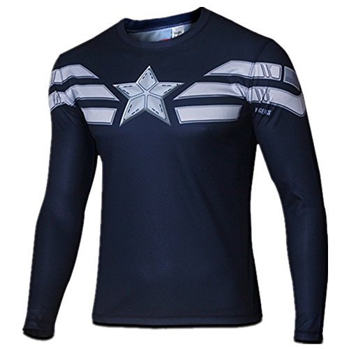 Carin Men's Captain Winter Solider Long Sleeve T-Shirt Dark Blue