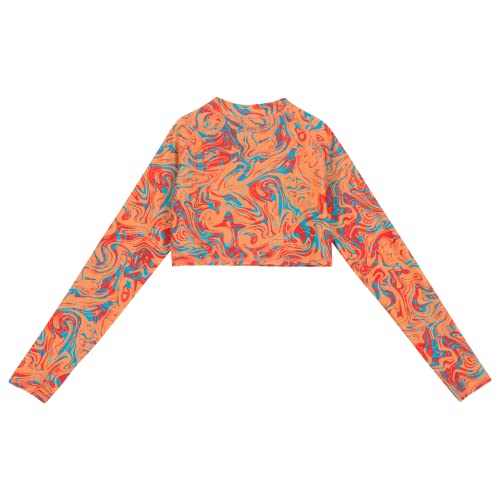 Image of SwimZip Girls' Long Sleeve Zipper Crop Top Rash Guard UPF 50+ Sun Protection