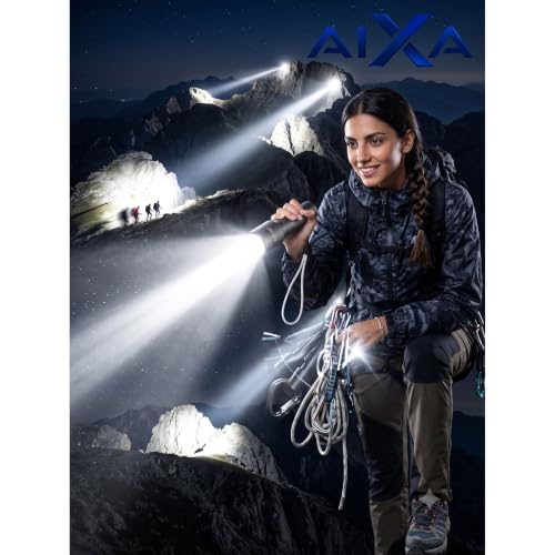 Image of AIXA Rechargeable Zoomable LED Flashlight, High Power Strobe Torch Light, Aluminium Alloy Body, USB Type-C Charging, Adjustable Focus, Waterproof for Camping, Hiking, Emergency, Home & Outdoor Use