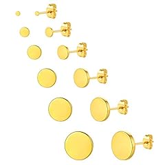 08-Gold Round Earrings (6 Pairs)