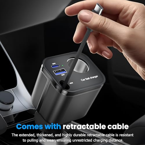 Chargeur de voiture rétractable 145W pour éviter les câbles emmêlés - 4