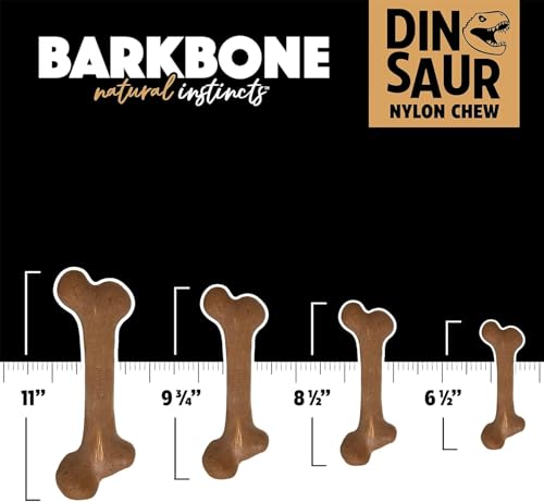 Pet Qwerks Dinosaur BarkBone, Nylon Dog Bone for Aggressive Chewers Chew Dog Toy, Bacon Flavor - Medium 8.5" by Pet Qwerks - Image 2