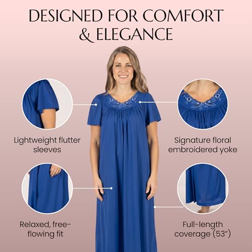 Image of Shadowline Women's Petals 53 Inch Short Flutter Sleeve Long Gown
