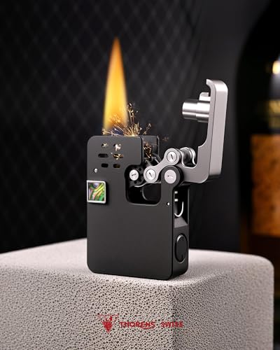Encendedor mecánico negro clásico de latón hueco miniatura 3