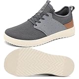 CFVKPT Men's Wide Toe Box Shoes Arch Support Barefoot Dress Sneakers Fashion Comfortable Breathable Casual Shoes (Grey,44)