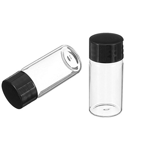 Furnido 10 Pcs Empty Clear Glass Bottles Vials Cosmetic Sample Container Essential Oil Bottles with Black Screw Cap (5ml)