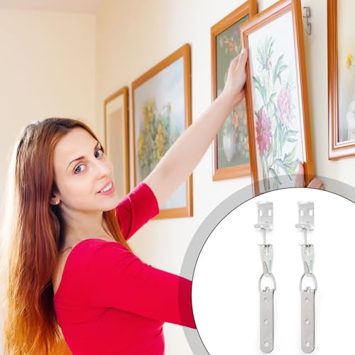 Image of Blulu 4 Set Heavy Duty Mirror Hanging Kit Picture Hangers J Hooks Adjustable Hangers and Leveling Hardware Large Supports up to 100 Lbs Mirror Hanging Hardware for Mirrors Pictures Frame