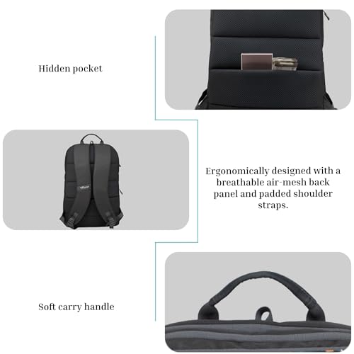 Image of F Gear Akira Black 26L Backpack, 3 Spacious Compartments, 3 Pockets and 1 Hidden Pocket|Anti theft Backpack|Airflow Padded Back Panel|Lightweight & Durable|Ideal for Office, Daily Use & Travel