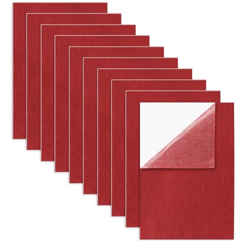 Bonsicoky 10 Pack Self Adhesive Felt Sheets - Red Felt Fabric with Adhesive Backing - Peel and Stick Felt Sheet for Arts Crafts DIY and Decorations - A4 Size(8" x 12")