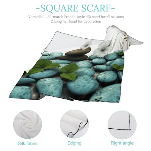 Cobblestone Zen Flowers Head Scarf for Women, 27 Inches Square Scarf, Stylish Exquisite Kerchief for Gift (Individually Packaged)4