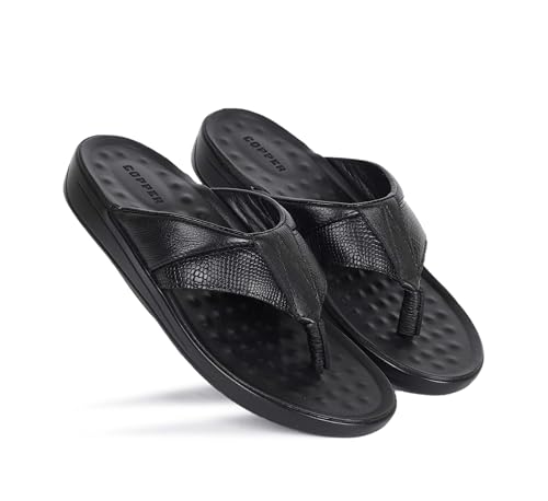 Image of COPPER Men's premium Genuine Leather Cushioned Insole Chappals | slip Resistant slippers Fashionable Lightweight Comfortable Daily And Formal Wear Every Day use AMERICAN - 4446