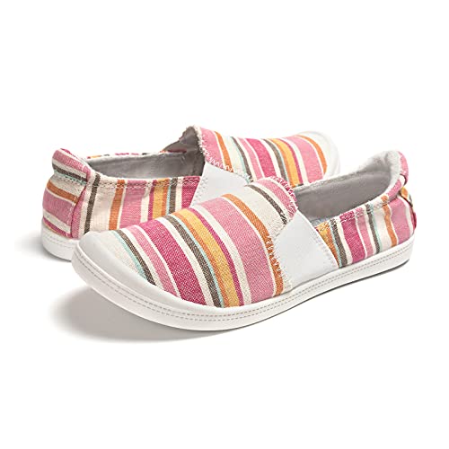 Image of FUNKYMONKEY Slip-On Canvas Sneakers for Women, Comfortable Lightweight Lace-Up Flat Casual Tennis Shoes Breathable Walking Shoes for Everyday Wear