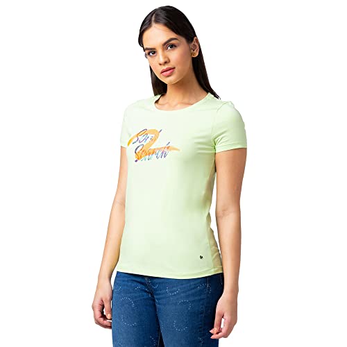 Image of Spykar Printed Blended Round Neck Women's Regular Fit Top