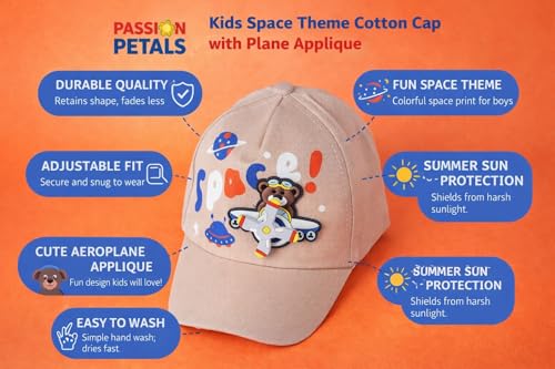 Image of PASSION PETALS Summer Dino Rockstar Baseball Cap for Kids Boys and Girls 2-4Years