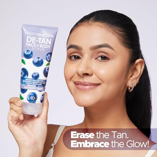 Image of Hilary Rhoda De-Tan Face & Body Scrub | De-Tan, Exfoliate & Dead Skin Removal | Face & Body Scrub | Blueberry Extract | Removes Blackheads & Whiteheads | Encourages Healthy Skin - 200g (Blueberry Burst - Shade 01)
