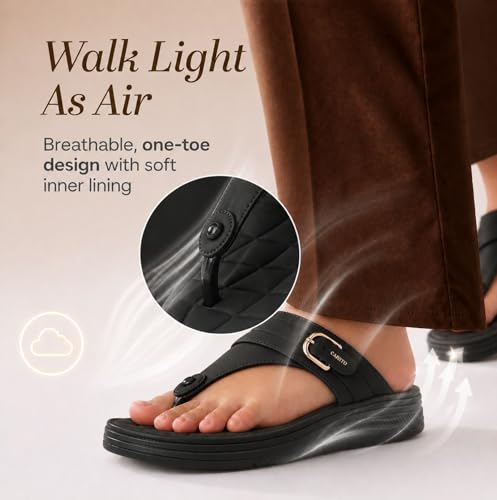 Image of Carrito, Women Wedge Heels Thong Sandals| Comfortable Flats Sandals | Comfort Orthopaedic Sandals for Women| Doctor Slippers /Flip-Flops | Arch Support & Heel Cushion | Lightweight Anti-Skid Sole | Ultra-Cushioned Shock Absorbing Footbed | Available in Open Toe & Toe Separator Style