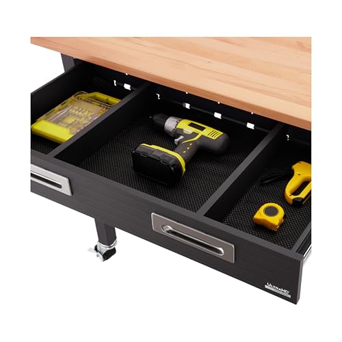 Seville-Classics-UltraGraphite-Wood-Top-Workbench-on-Wheels-with-Sliding-Organizer-Drawer-Table-48-Graphite