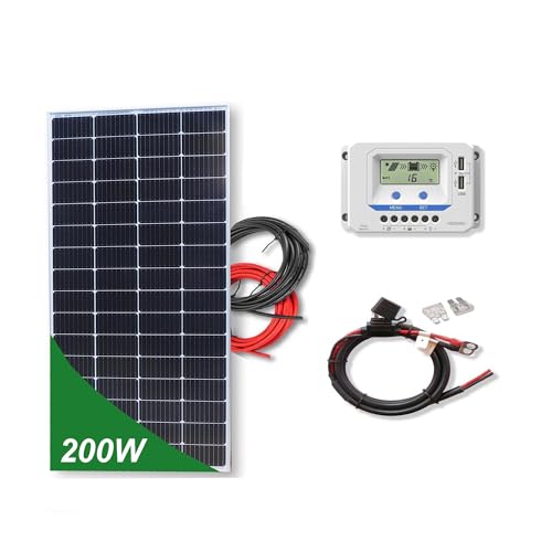 Kit 200W PRO 12V panel solar Tamaño Compacto placa monocristalina células PERC de alta eficiencia para caravanas autocaravanas