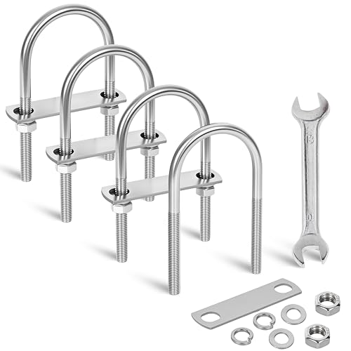 Image of 4 Sets M10 U-Bolts,u-Bolts 2.5 inch (65mm) Wide,U-Bolts with Nuts