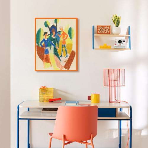 Image of FOLKOR 12x12 Gallery Wall Frame for Stretched Canvas Art 2 Pack,Orange | 0.9 inch Deep,Complete Floater Frames,Easy Framing,for Oil Diamond Paintings Vintage Prints Artwork,Funky Home Living Room Decor