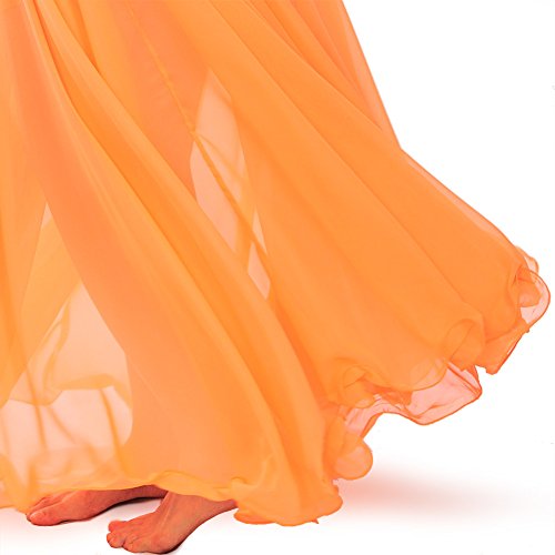 Royal Smeela Women's Belly Dance Skirt Ats Voile Maxi Full Tribal Bellydance Chiffon Skirt, Orange, One Size #TOP6