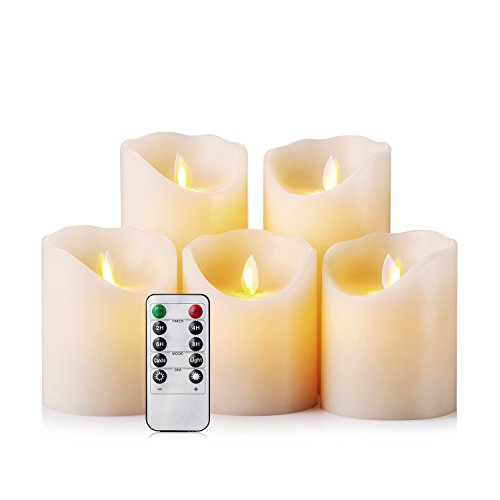 Enpornk Flameless Candles LED Candles Realistic Moving Set of 5 Ivory