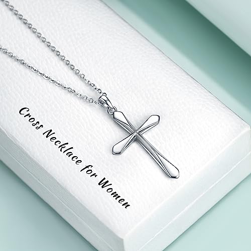 Rnivida 925 Sterling Silver Cross Pendant Necklace, Simple Cross Jewelry Gift for Women2