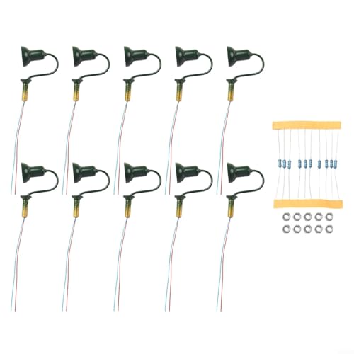 10PCS HO Scale Street Bracket Light Model Wall Lamp Posts LED Building For Model Railroads(Bottle Green)