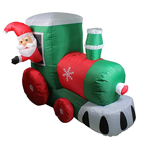 4.5' Inflatable Santa On Locomotive Train Lighted Outdoor Christmas Decoration #TOP2