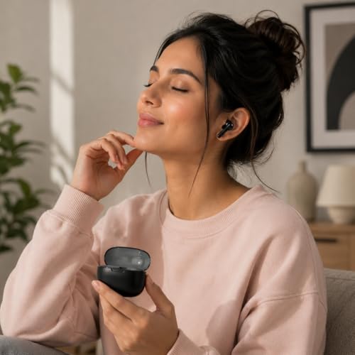 Image of Bluetooth 5.3 Wireless Earbuds with ENC Noise Cancellation, Premium Studio Sound, Smart Touch Control, Long Battery Life, Type-C Charging, Deep Bass TWS Earphones (Black)