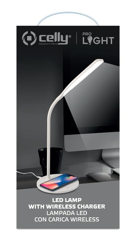 Celly Lampada LED con Caricabatterie Wireless per Smartphone WLLIGHT10WWH