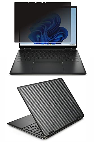 2点セット【画面+天板】ClearView HP Spectre x360 14-ef 14-ef0000 / 14-ef2000 2022/23年モデル対応 覗き見防止 (上下左右4方向) +スキンシール 保護 フィルム 傷防止 日本製 [ガンメタ カー