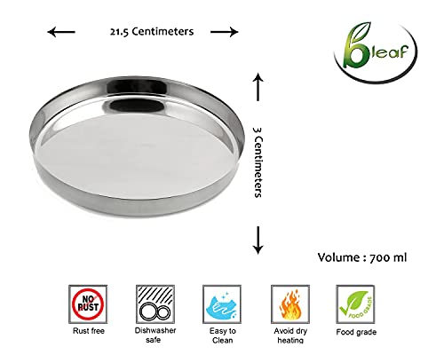Image of BLeaf Stainless Steel-Premium Half Plate /Heavy Guage Halt Plate (Pack of 6)