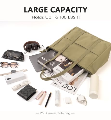 Extra Large Canvas Tote Bag for Women Men, Utility Work Bags with Zipper3